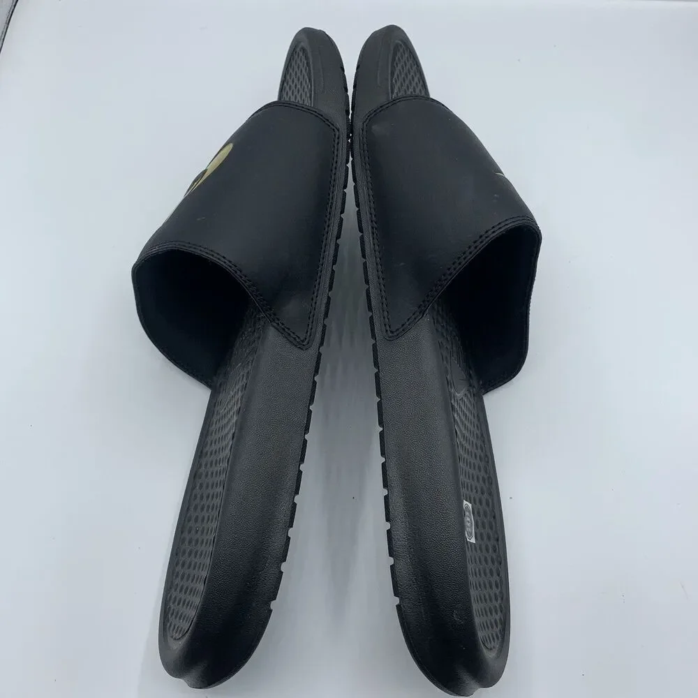 NIKE Benassi JDI Slides Sandals Black Off Court Shoes Slip On Flat Size 14
